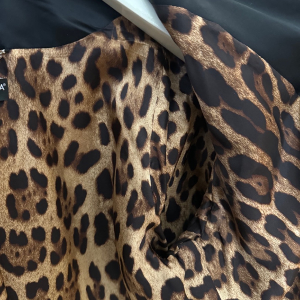 DOLCE & GABBANA - Black Wool/Mohair/Alpaca Coat with Leopard lining - Picture 12 of 15